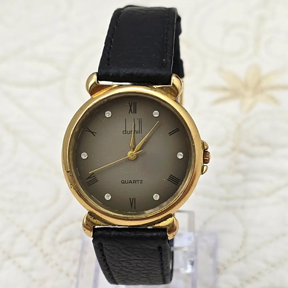 Vintage Alfred Dunhill Watch Quartz Japanese Gold-Plated Chic Ladies Unisex